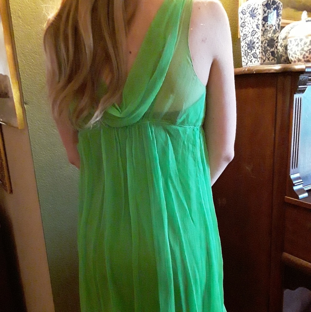 Vintage Green Chiffon Cocktail Dress - Picture 5 of 6